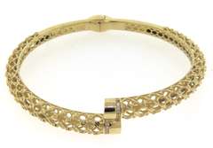 Modern Handmade Italian 14k Gold Adjustable Bangle Bracelet