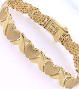 Great 14kt Yellow Gold Heart & X Bracelet