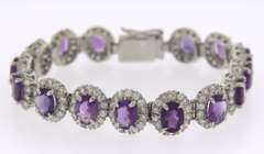 Sterling Silver Gemstone and Clear CZ Bracelet