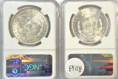 Choice BU 1885-O & 1886 Morgan Silver Dollars. NGC MS63