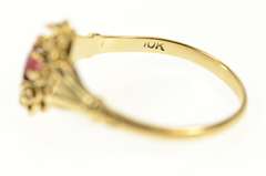 10K Yellow Gold Victorian Sim. Ruby Seed Pearl Statement Ring