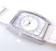 Officina Del Tempo Elegant Women’s Watch with 84 Natural Diamond white Leather Made in Italy