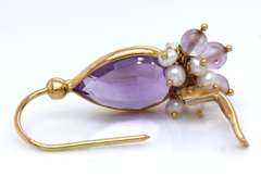 Goregous Pear Amethyst and Dangle Pearl Earrings
