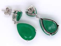 Green Cubic Zirconia Sterling Silver Dangle Earrings