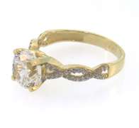 Glamorous 14kt Yellow Gold Round Cut CZ Engagement Ring