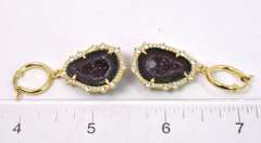 Mesmerizing Gold Plated Sterling Silver Earrings with Colorful Geode Formation