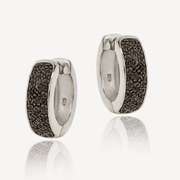 Black Diamond Accent Huggies Hoop Earrings