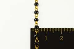 18K Yellow Gold Black Onyx Beaded Ornate Statement Mourning Necklace