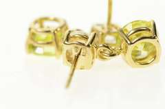 14K Yellow Gold Round Dangle White & Green CZ Stud Earrings