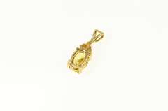 14K Yellow Gold Oval Yellow Sapphire Diamond Cluster Pendant
