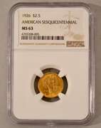 1926 $2.50 Sesquicentennial US Gold Coin NGC MS 63