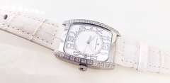 Officina Del Tempo Elegant Women’s Watch with 84 Natural Diamond white Leather Made in Italy