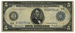 1914 Series Large Size $5 Federal Reserve Note (2-B)