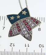 USA Flag Sterling Silver Pendant on Chain