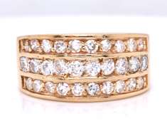 Majestic Yellow Gold Triple Row Diamond Band
