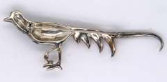Sterling Silver Roadrunner Gemstone Brooch