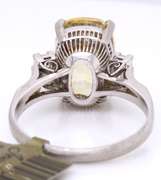 Incredible Platinum Heat Yellow Sapphire and Diamond Ring