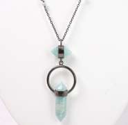 Incredible Dangling Double Quartz Crystal Pendants Set on Beaded Necklace with Quartz Accents