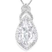 2.78 CT WHITE TOPAZ & DIAMOND 925 STERLING SILVER PENDANT