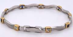 18KT WHITE GOLD SADE NECKLACE SET, DIAMONDS AND SAPPHIRES.
