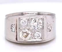 Men's White Gold 1cts Diamond Cluster Ring
