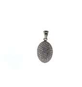 Sterling Silver Oval Pendant with Cubic Zirconias