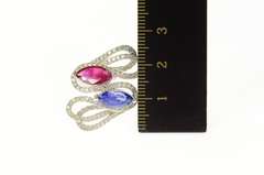18K White Gold Ctw Ruby Sapphire Diamond Bypass Ring