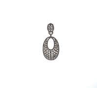 Intricate Sterling Silver Oval Pendant with Square Cubic Zirconias