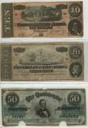 3 Diff. 1864 Confederate States of American Notes