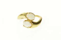 10K Yellow Gold Oval Opal Ornate Retro Bypass Statement Ring