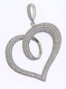 Contemporary Sterling Silver Heart Pendant with Cubic Zirconias