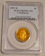 1997 W $ 5 Jackie Robinson Proof 69 D Cameo  US Gold Coin