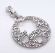 Round Sterling Silver Pendant with Cubic Zirconias