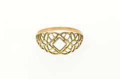 14K Yellow Gold Victorian 3.9mm Square Princess Filigree Setting Ring