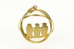 14K Yellow Gold See Speak Hear No Evil Monkey Medallion Charm/Pendant