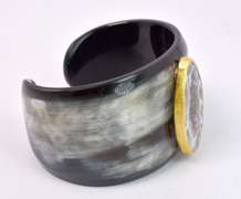 Amazing Horn Cuff With Purple Geode Stone