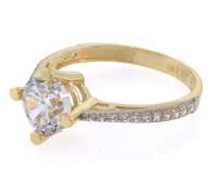 Exquisite 14kt Yellow Gold Round CZ Engagement Ring