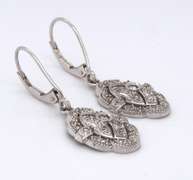 LADIES 14 KT WHITE GOLD DIAMOND HANGING EARRINGS