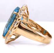 Fantastic Blue Topaz and Diamond Cocktail Ring