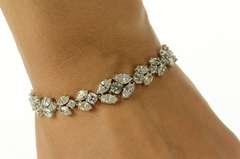 18K White Gold 14.54 Ctw Marquise & Round Diamond Tennis Bracelet
