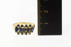 14K Yellow Gold Marquise Natural Sapphire Statement Band Ring