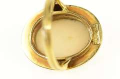 18K Yellow Gold Retro Oval Coral Ornate Cocktail Statement Ring