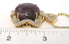 Awesome Huge 30.00CTS Cabochon-Cut Natural Star Ruby & White Sapphire Necklace in Vermeil