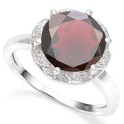 3.91 CT GARNET & DIAMOND 925 STERLING SILVER RING