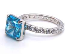 Sterling Silver Blue Cubic Zirconia Ring