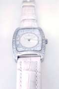 Officina Del Tempo Elegant Women’s Watch with 84 Natural Diamond white Leather Made in Italy