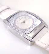 Officina Del Tempo Elegant Women’s Watch with 84 Natural Diamond white Leather Made in Italy