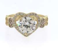 Exceptional 14kt Yellow Gold CZ Heart Ring