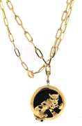 Intoxicating Handmade Italian 14k Gold Cable Chain Necklace with Pop Out Spotted Panther again Black Onyx