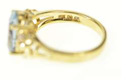 10K Yellow Gold Blue Topaz CZ Accent Classic Statement Ring